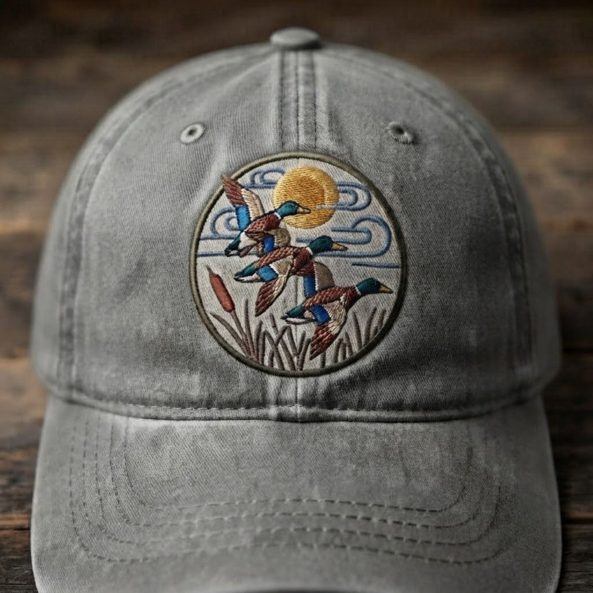 Vintage Duck Embroidered Baseball Cap - Navy Blue Wildlife & Outdoor Adventure Hat