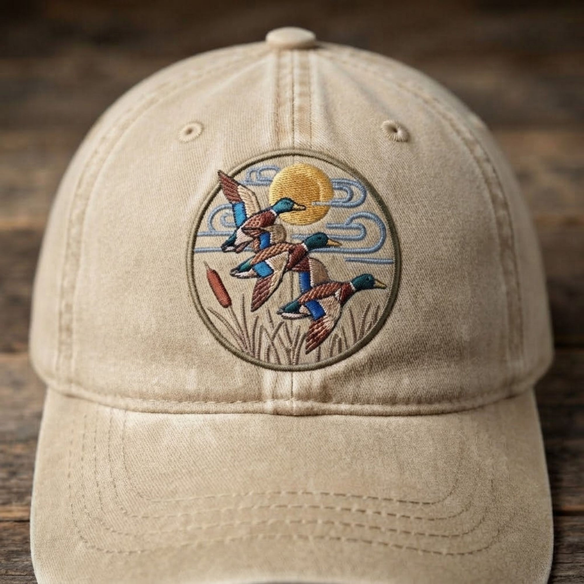 Vintage Duck Embroidered Baseball Cap - Navy Blue Wildlife & Outdoor Adventure Hat