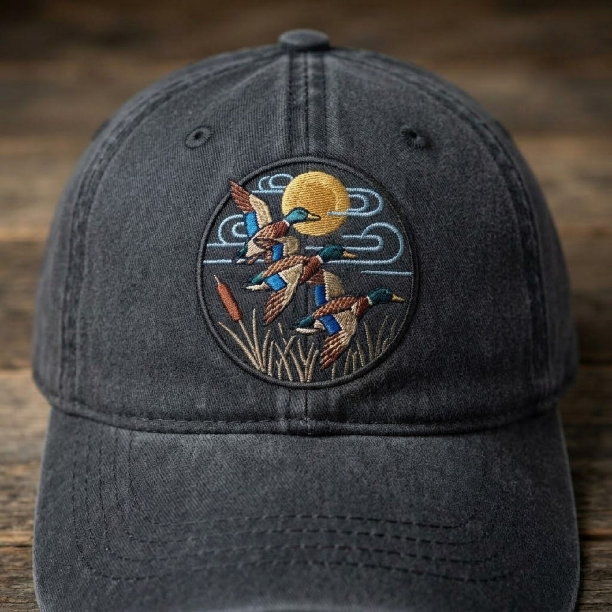 Vintage Duck Embroidered Baseball Cap - Navy Blue Wildlife & Outdoor Adventure Hat