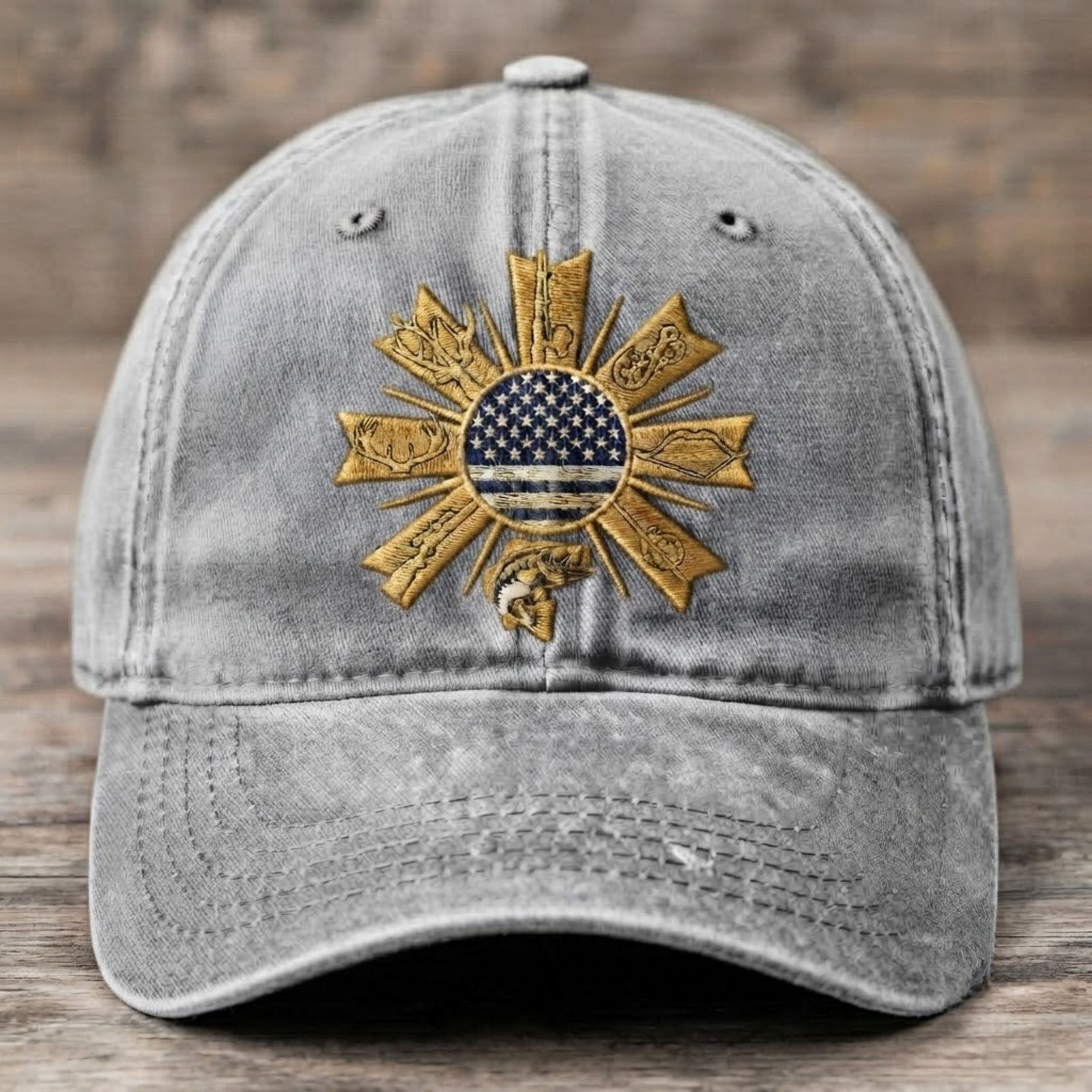 American Outdoor Heritage Embroidered Baseball Cap - Vintage USA Patriotic Hat