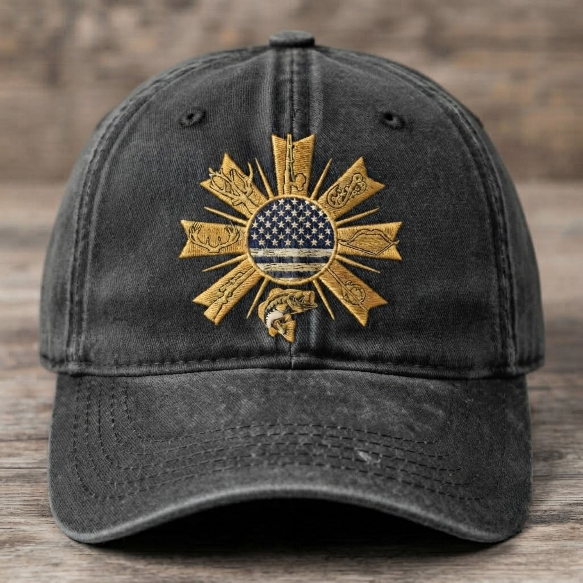 American Outdoor Heritage Embroidered Baseball Cap - Vintage USA Patriotic Hat