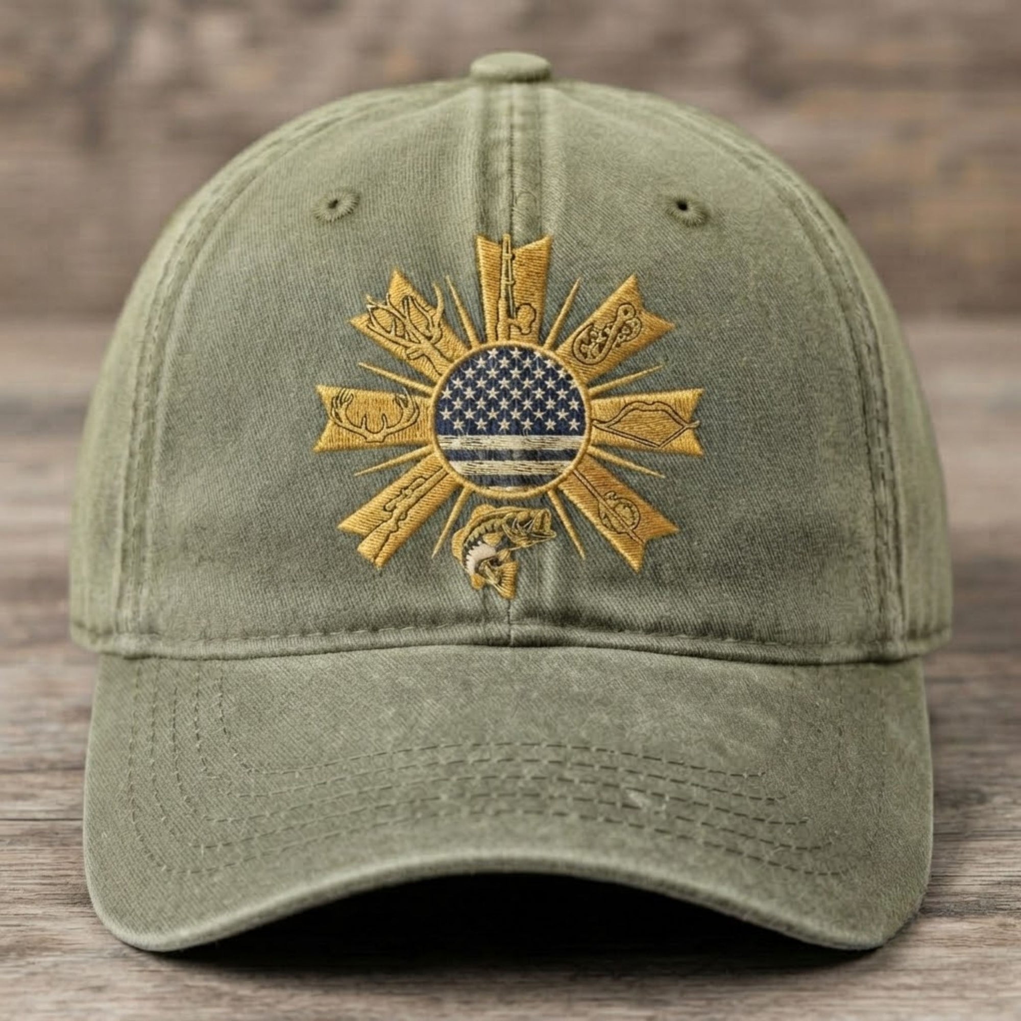 American Outdoor Heritage Embroidered Baseball Cap - Vintage USA Patriotic Hat