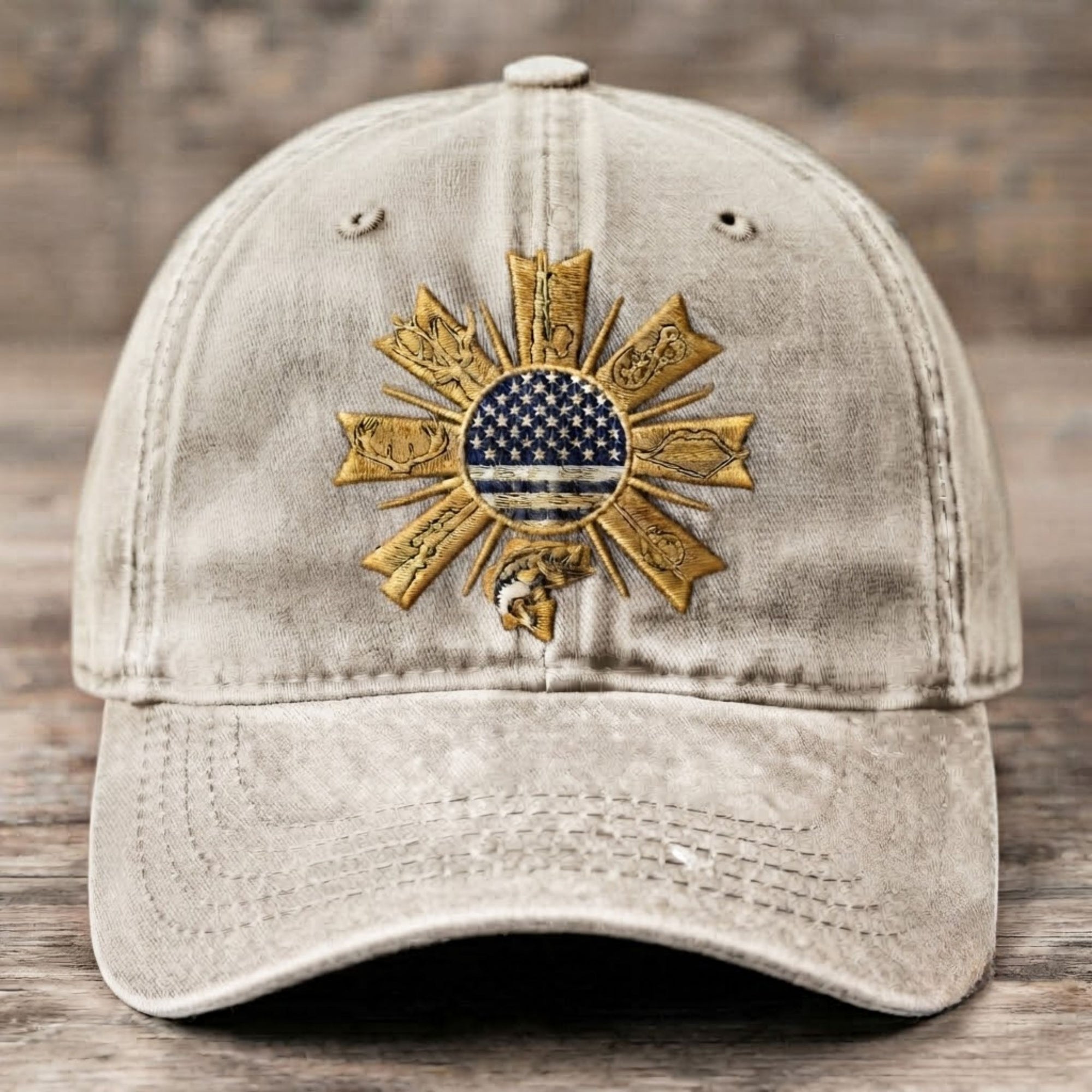 American Outdoor Heritage Embroidered Baseball Cap - Vintage USA Patriotic Hat