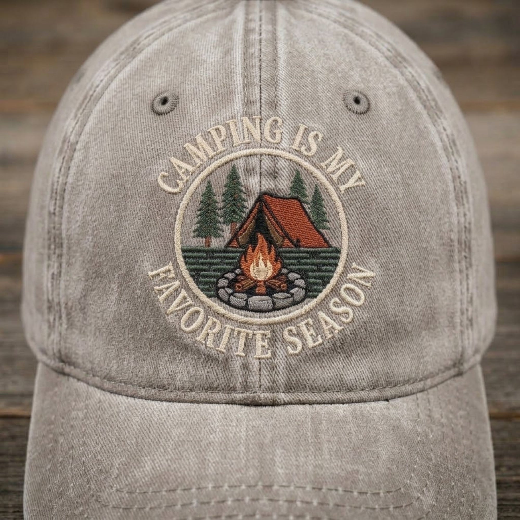 Camping Is My Favorite Season Embroidered Baseball Cap - Vintage Outdoor Camp Hat