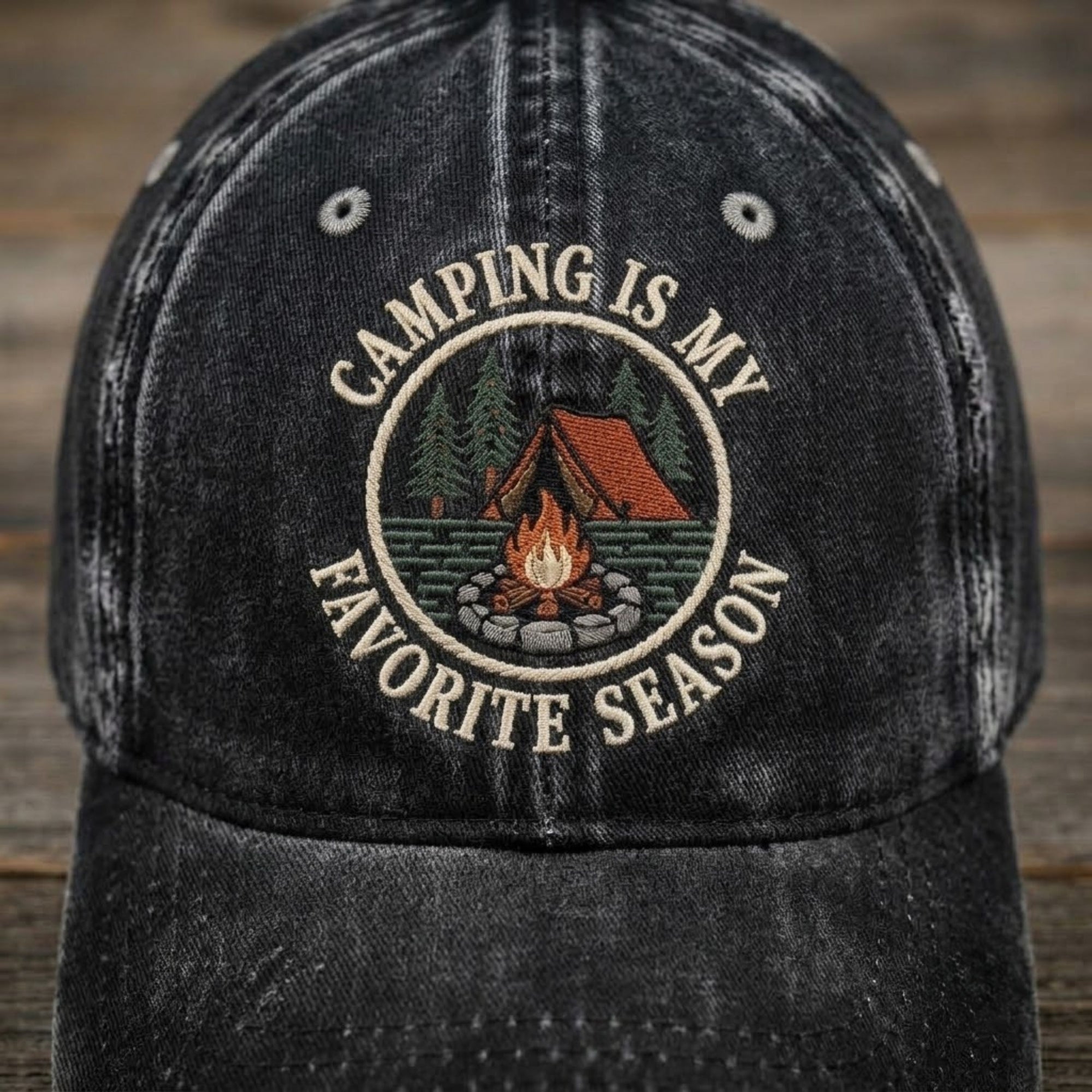 Camping Is My Favorite Season Embroidered Baseball Cap - Vintage Outdoor Camp Hat