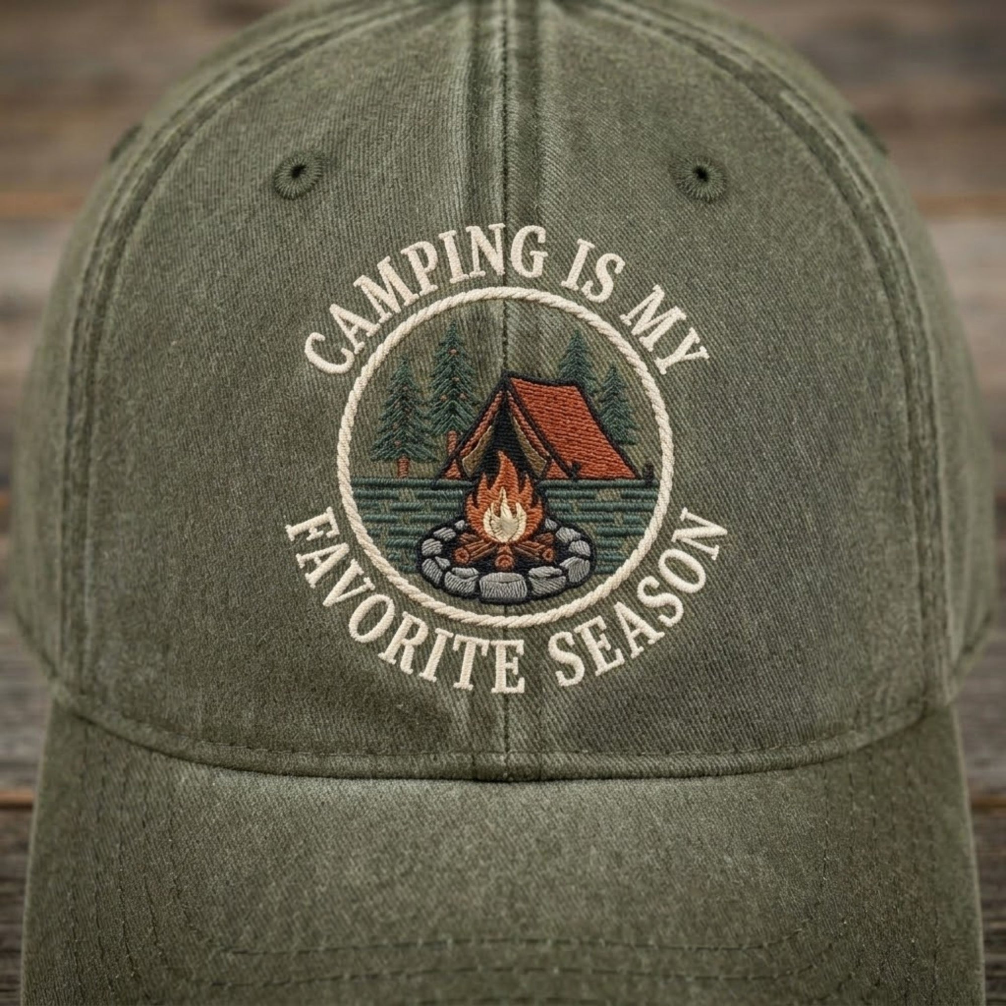 Camping Is My Favorite Season Embroidered Baseball Cap - Vintage Outdoor Camp Hat