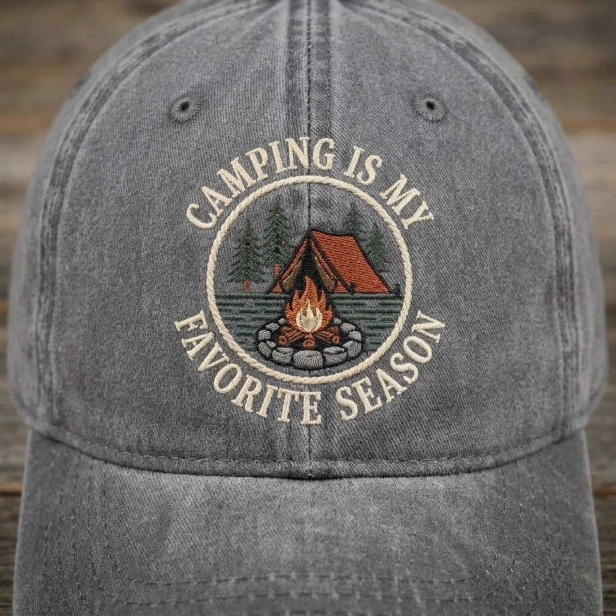 Camping Is My Favorite Season Embroidered Baseball Cap - Vintage Outdoor Camp Hat
