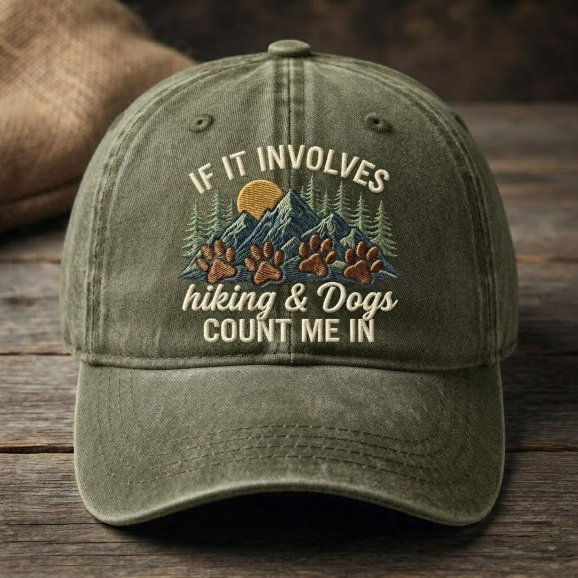 Hiking & Dogs Embroidered Baseball Cap - Outdoor Adventure Hat for Dog Lovers and Trail Enthusiasts