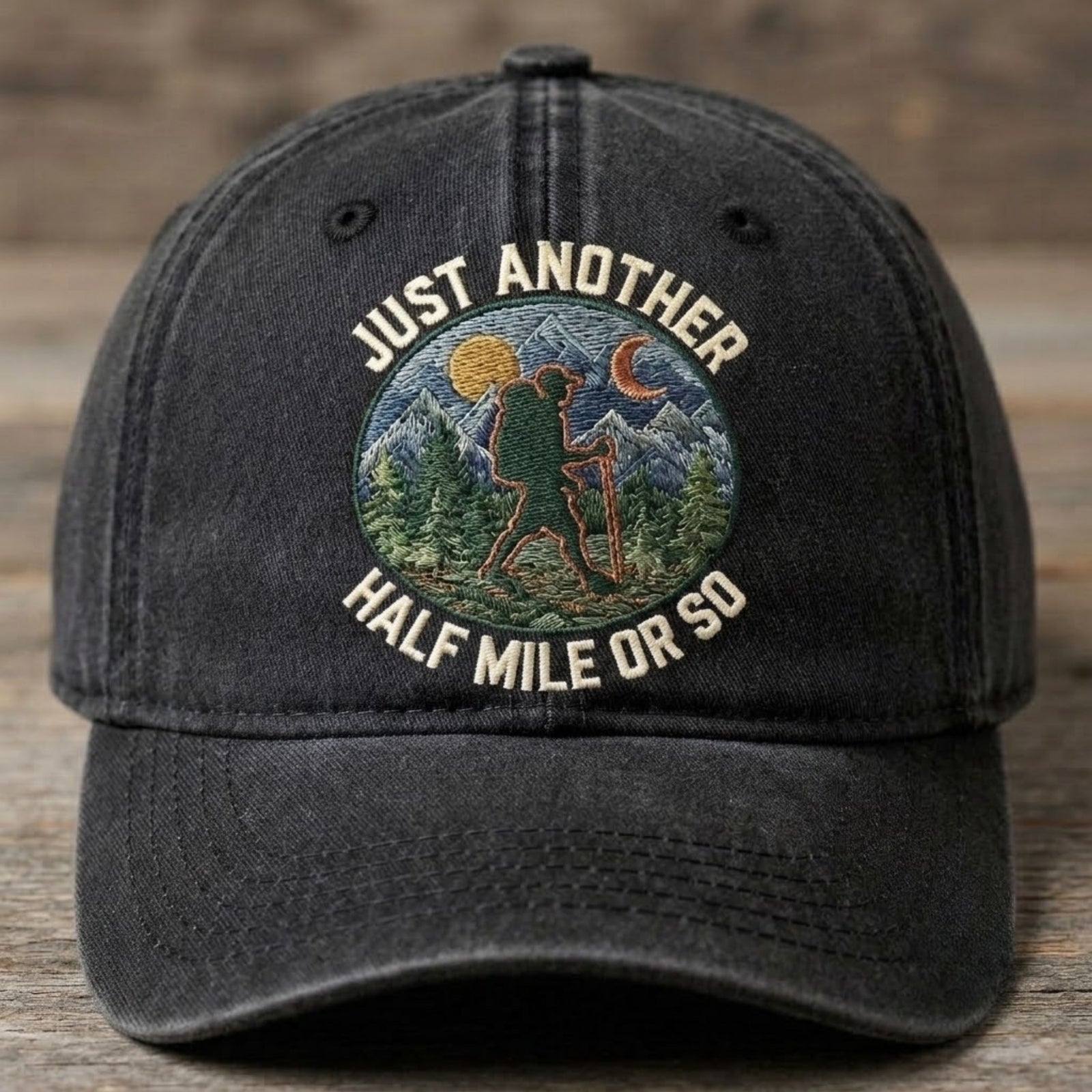 Just Another Half Mile Hiking Embroidered Baseball Cap - Mountain Adventure Hat for Outdoor Lovers