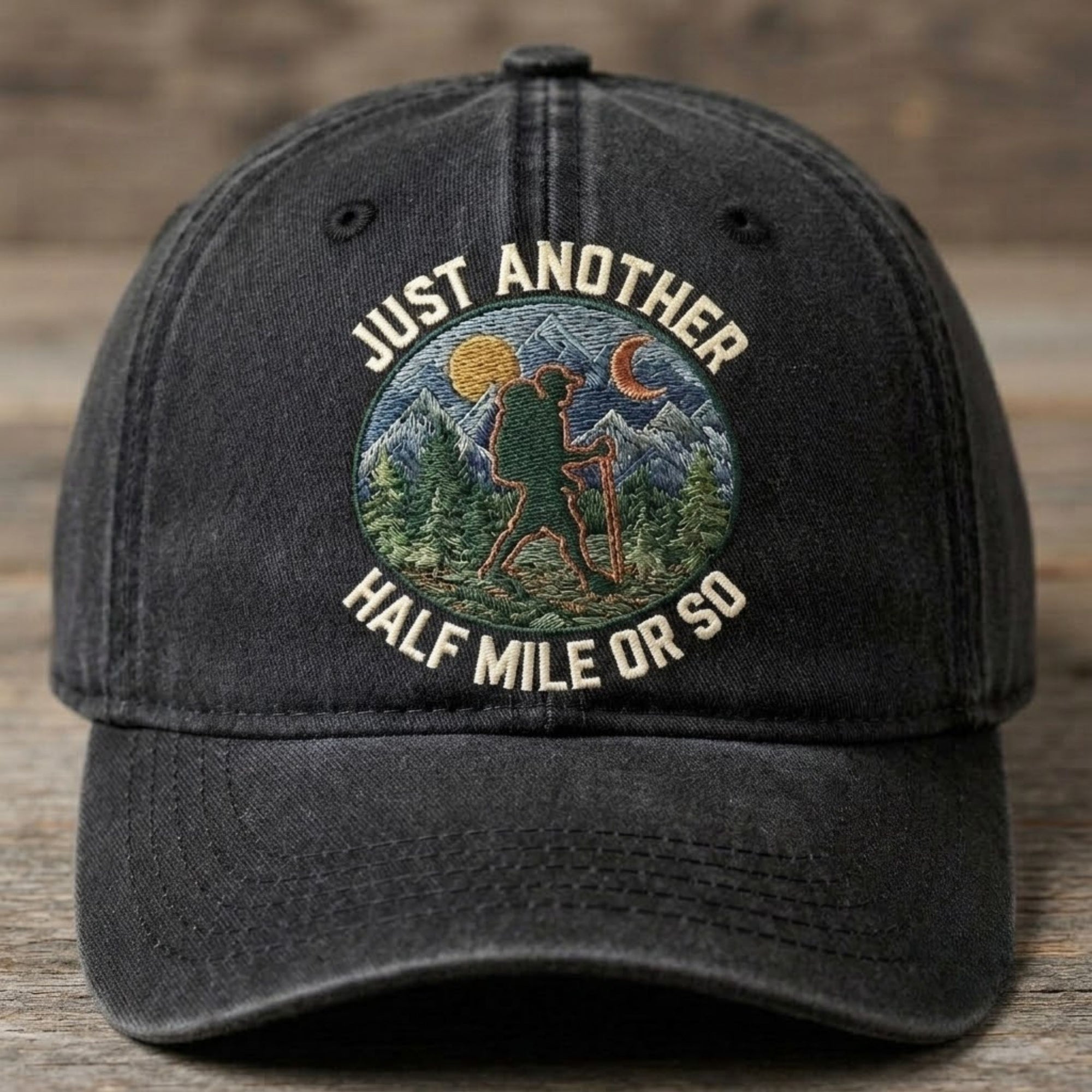 Just Another Half Mile Hiking Embroidered Baseball Cap - Mountain Adventure Hat for Outdoor Lovers