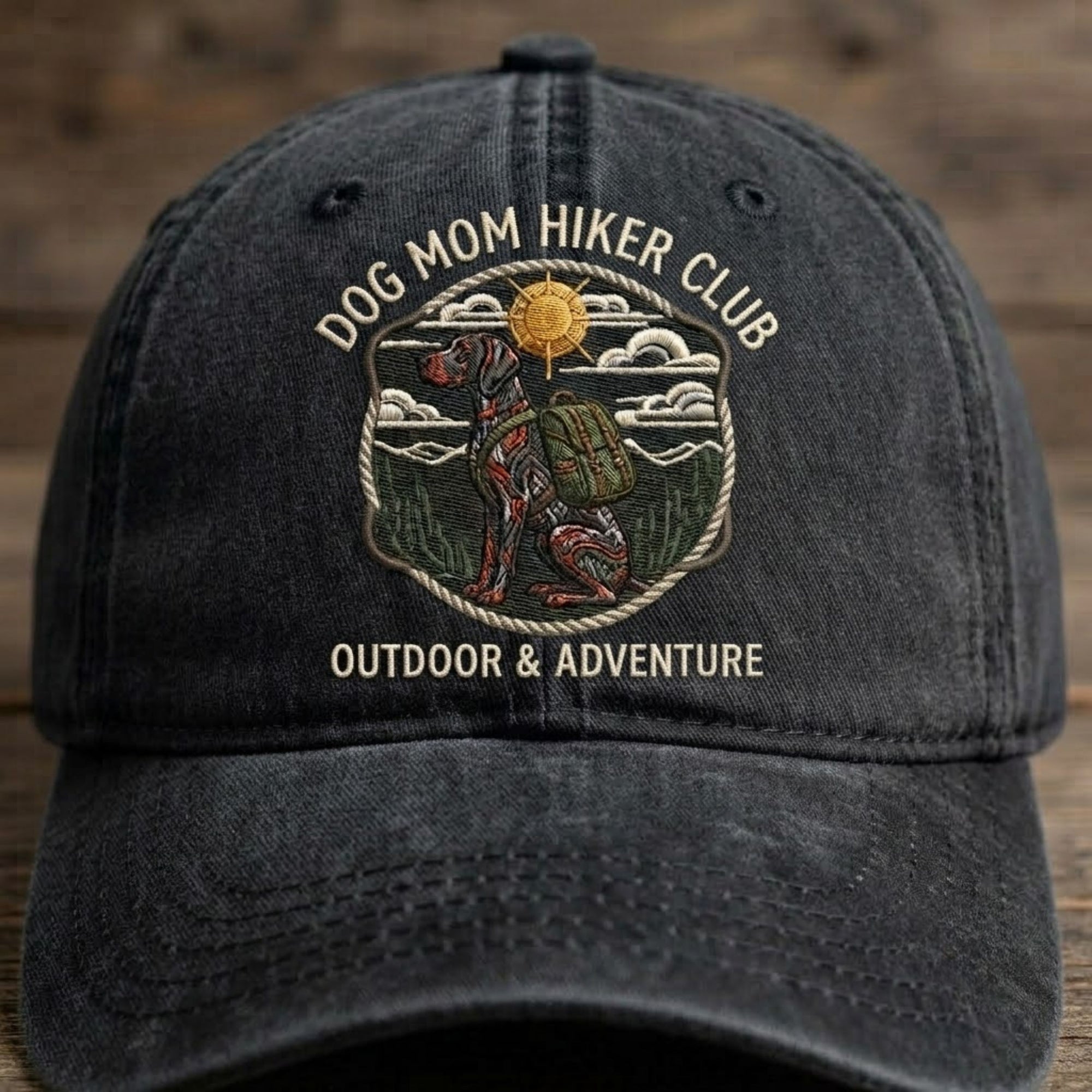 Dog Mom Hiker Club Embroidered Baseball Cap - Outdoor Adventure Hat for Dog Lovers & Hiking Moms