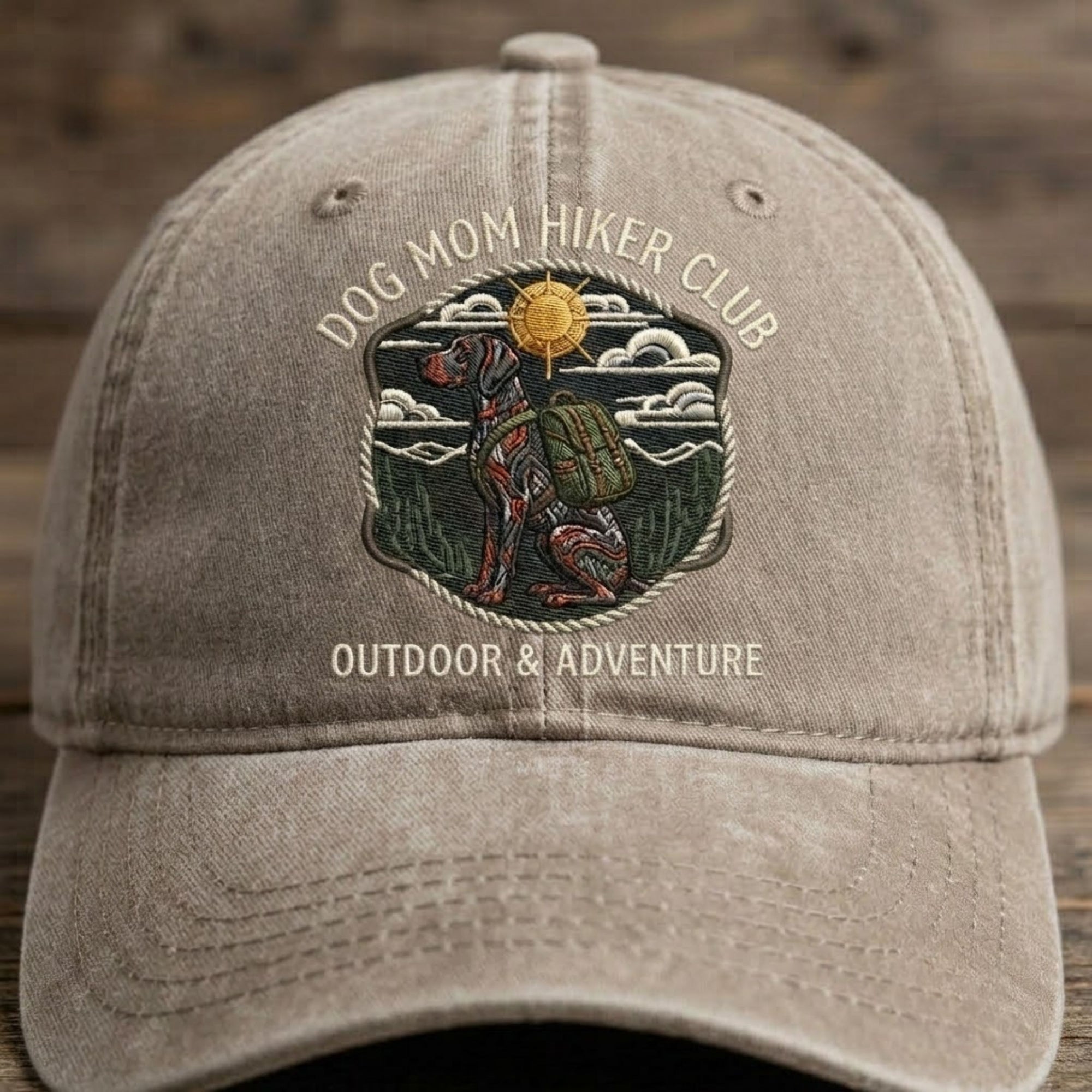 Dog Mom Hiker Club Embroidered Baseball Cap - Outdoor Adventure Hat for Dog Lovers & Hiking Moms