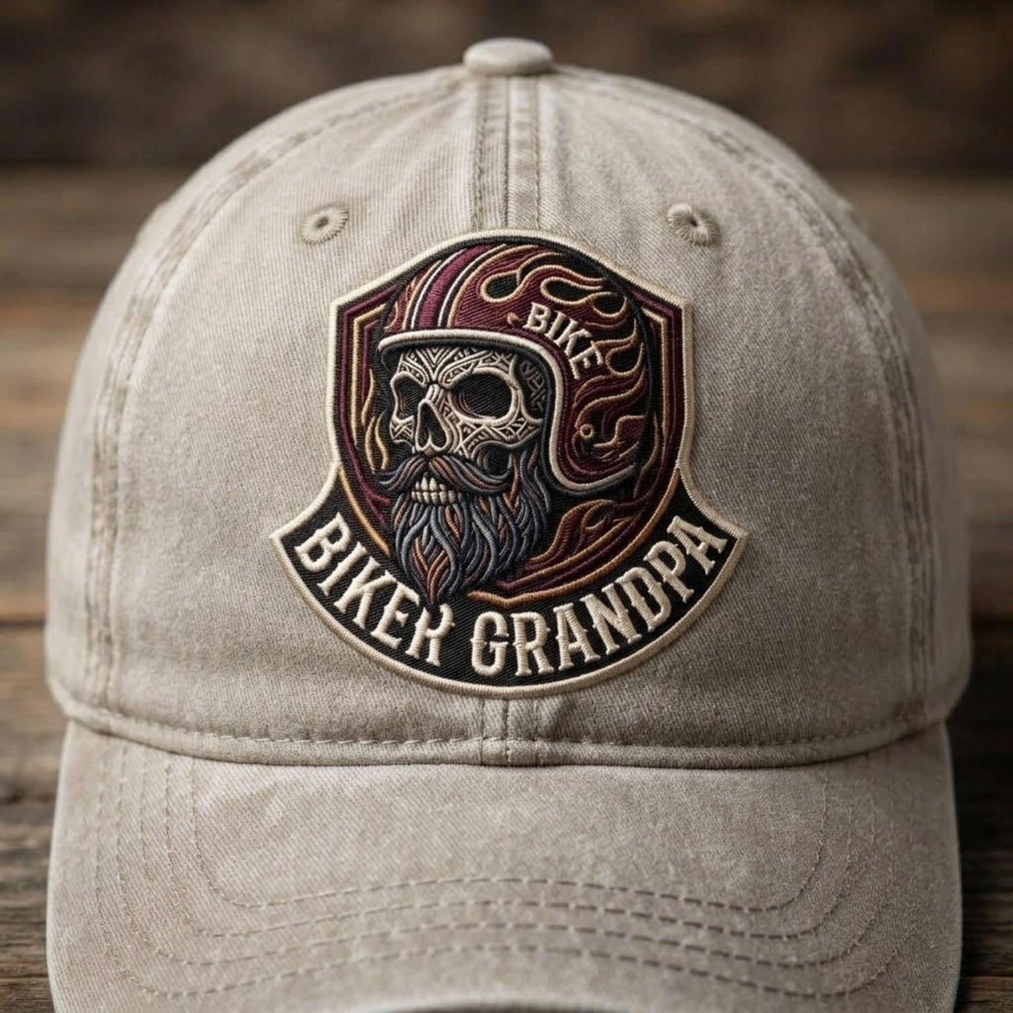 Biker Grandpa Embroidered Baseball Cap - Vintage Motorcycle Hat for Proud Riders & Grandpa Bikers