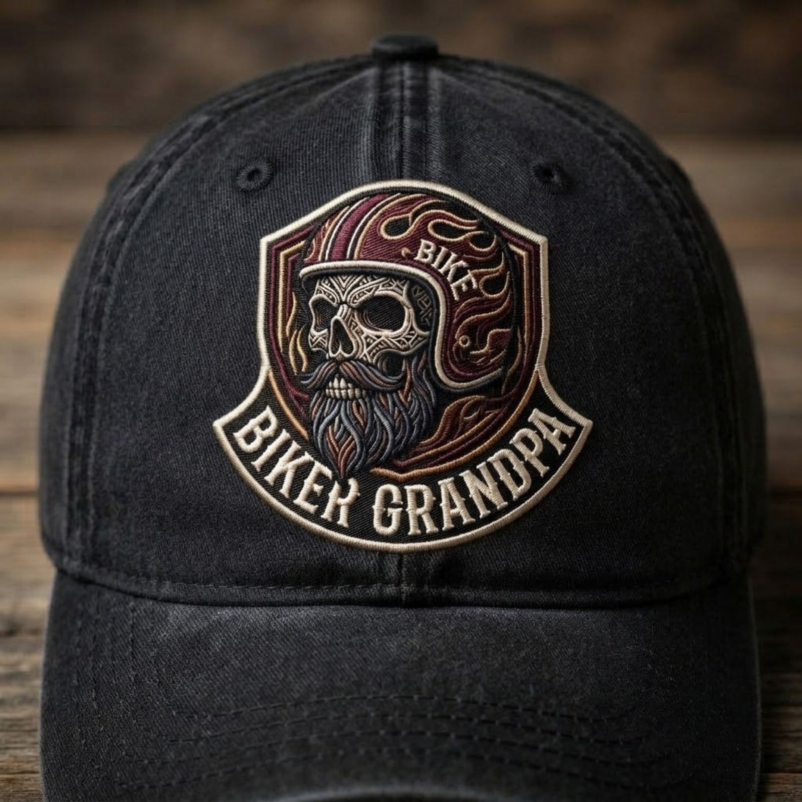 Biker Grandpa Embroidered Baseball Cap - Vintage Motorcycle Hat for Proud Riders & Grandpa Bikers