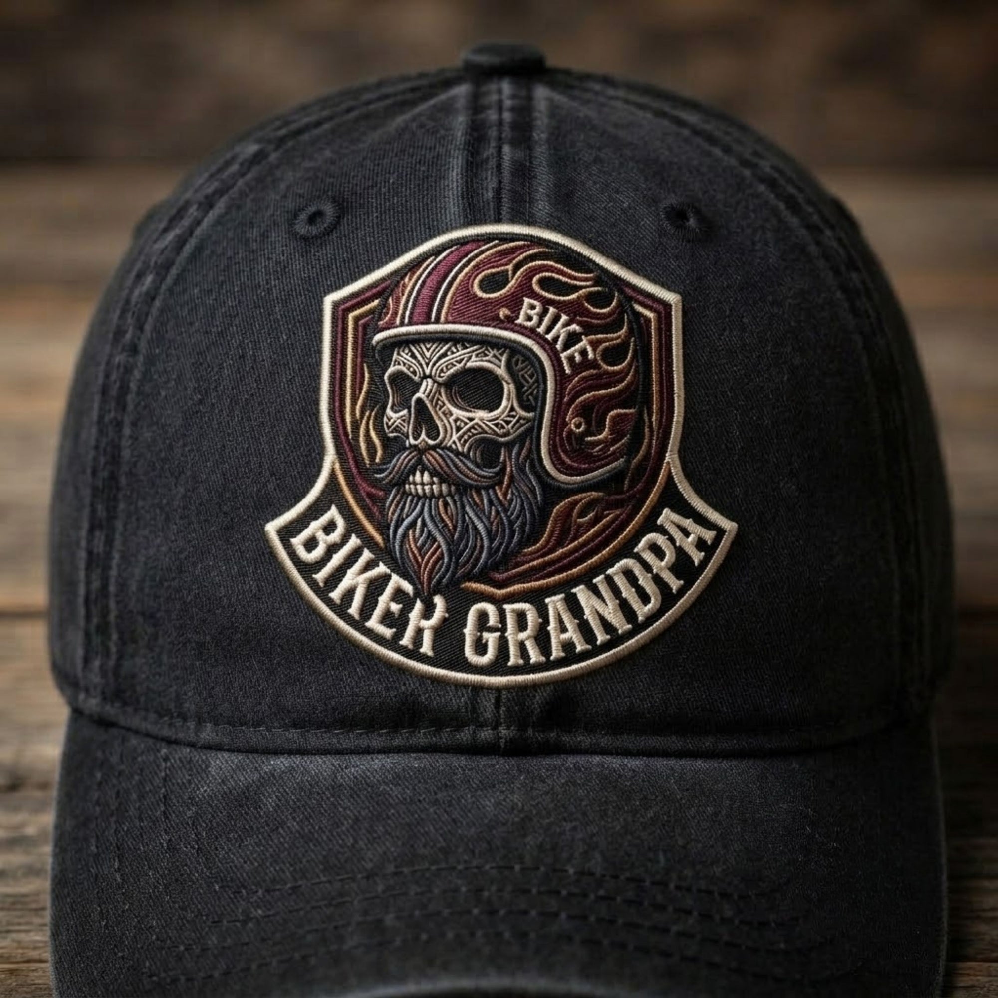Biker Grandpa Embroidered Baseball Cap - Vintage Motorcycle Hat for Proud Riders & Grandpa Bikers