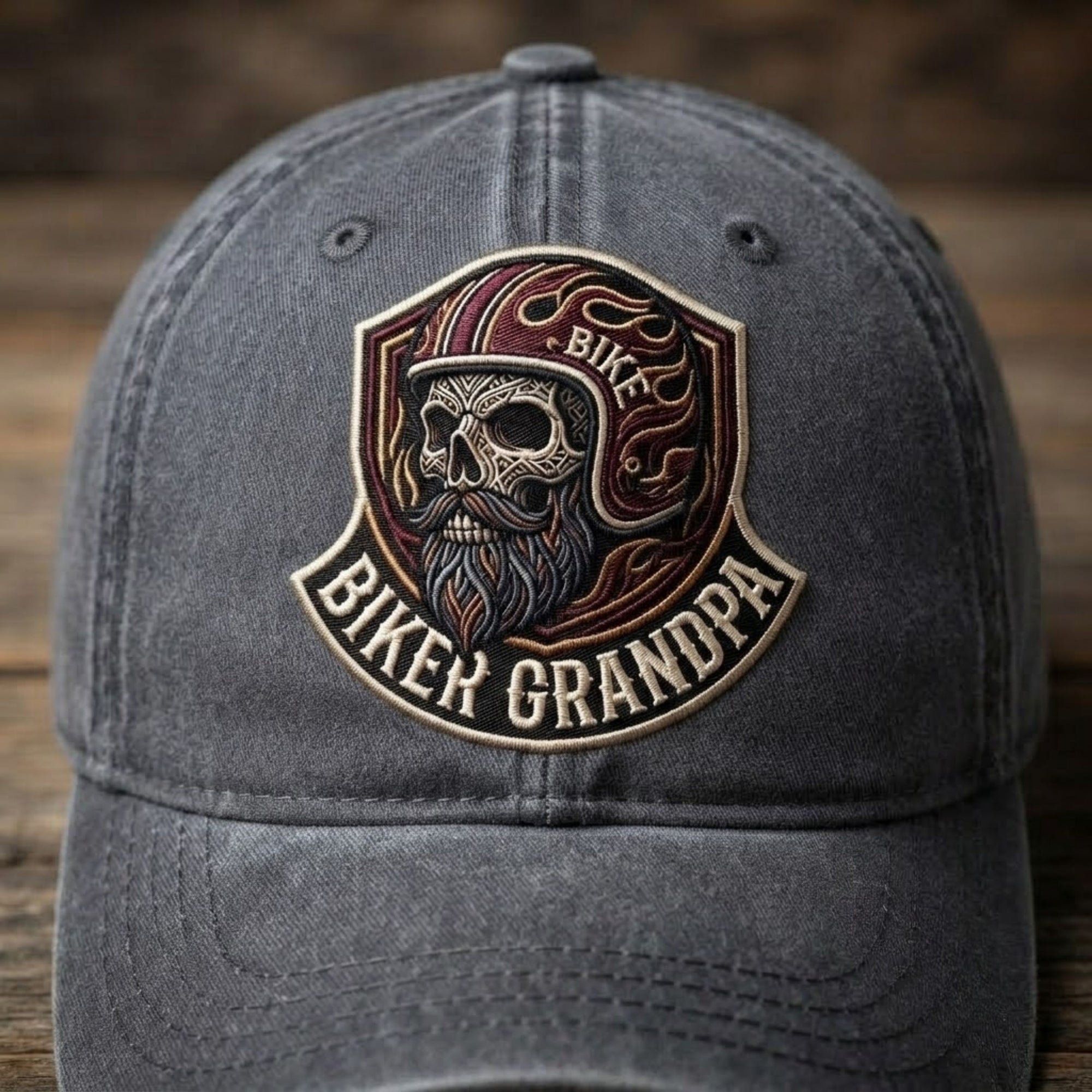 Biker Grandpa Embroidered Baseball Cap - Vintage Motorcycle Hat for Proud Riders & Grandpa Bikers