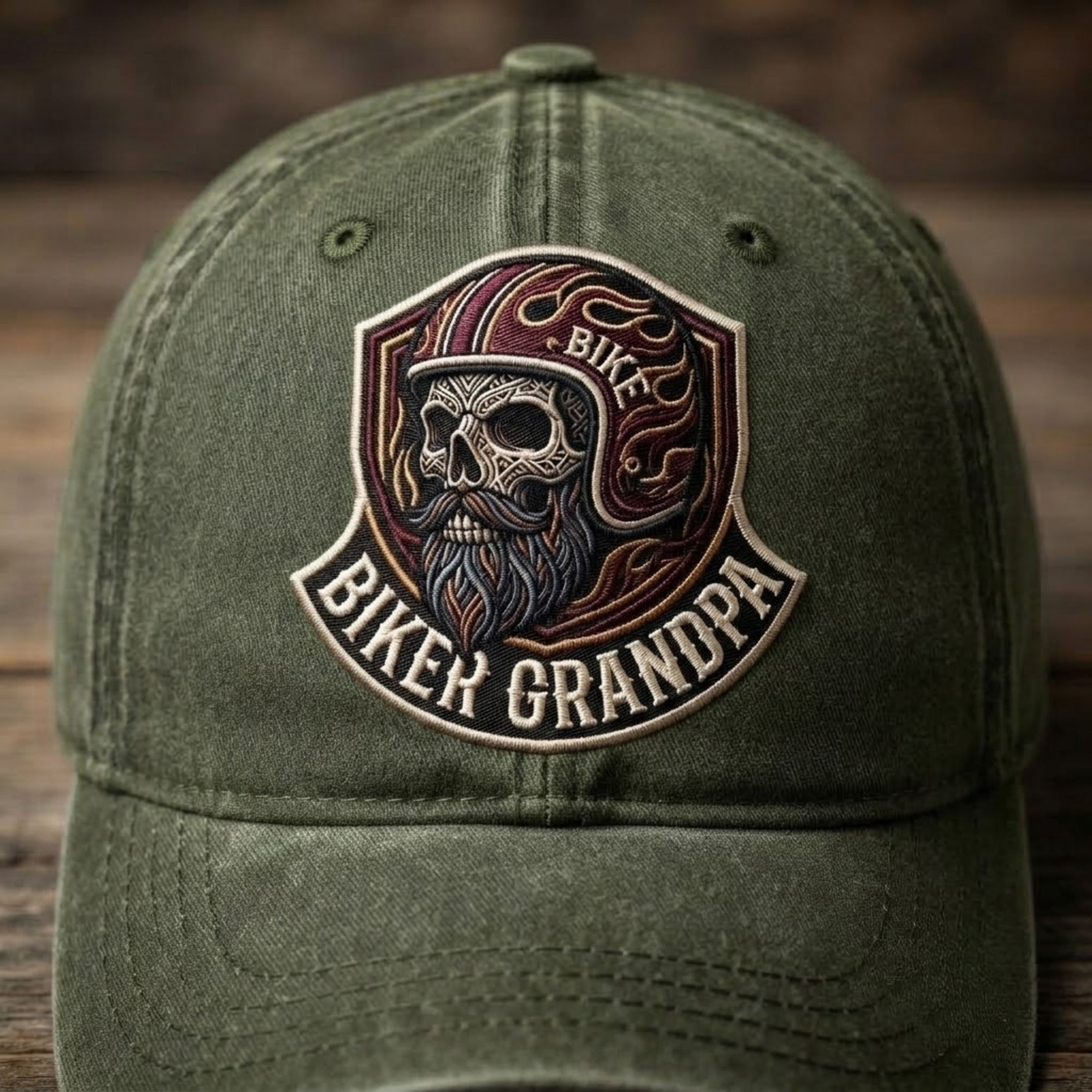 Biker Grandpa Embroidered Baseball Cap - Vintage Motorcycle Hat for Proud Riders & Grandpa Bikers