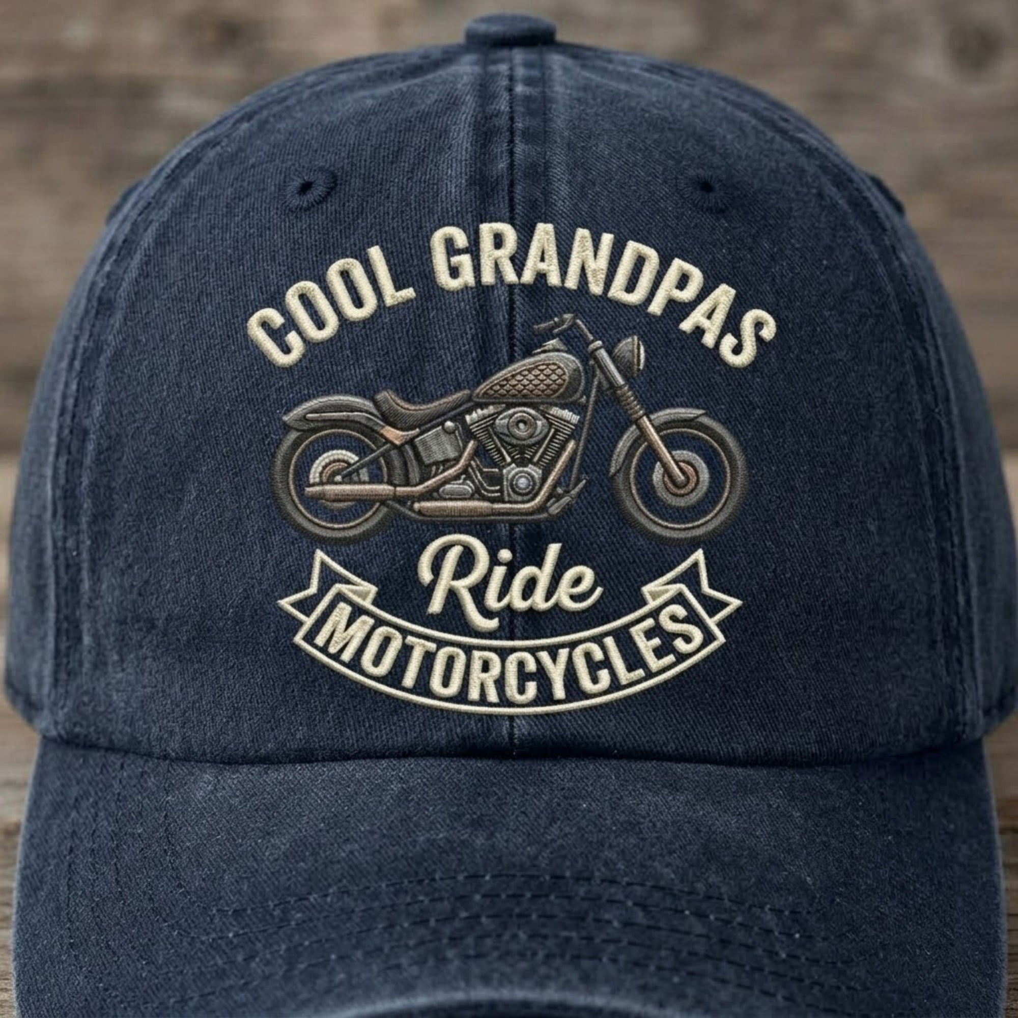 Cool Grandpas Ride Motorcycles Embroidered Baseball Cap - Vintage Biker Hat for Motorcycle Lovers