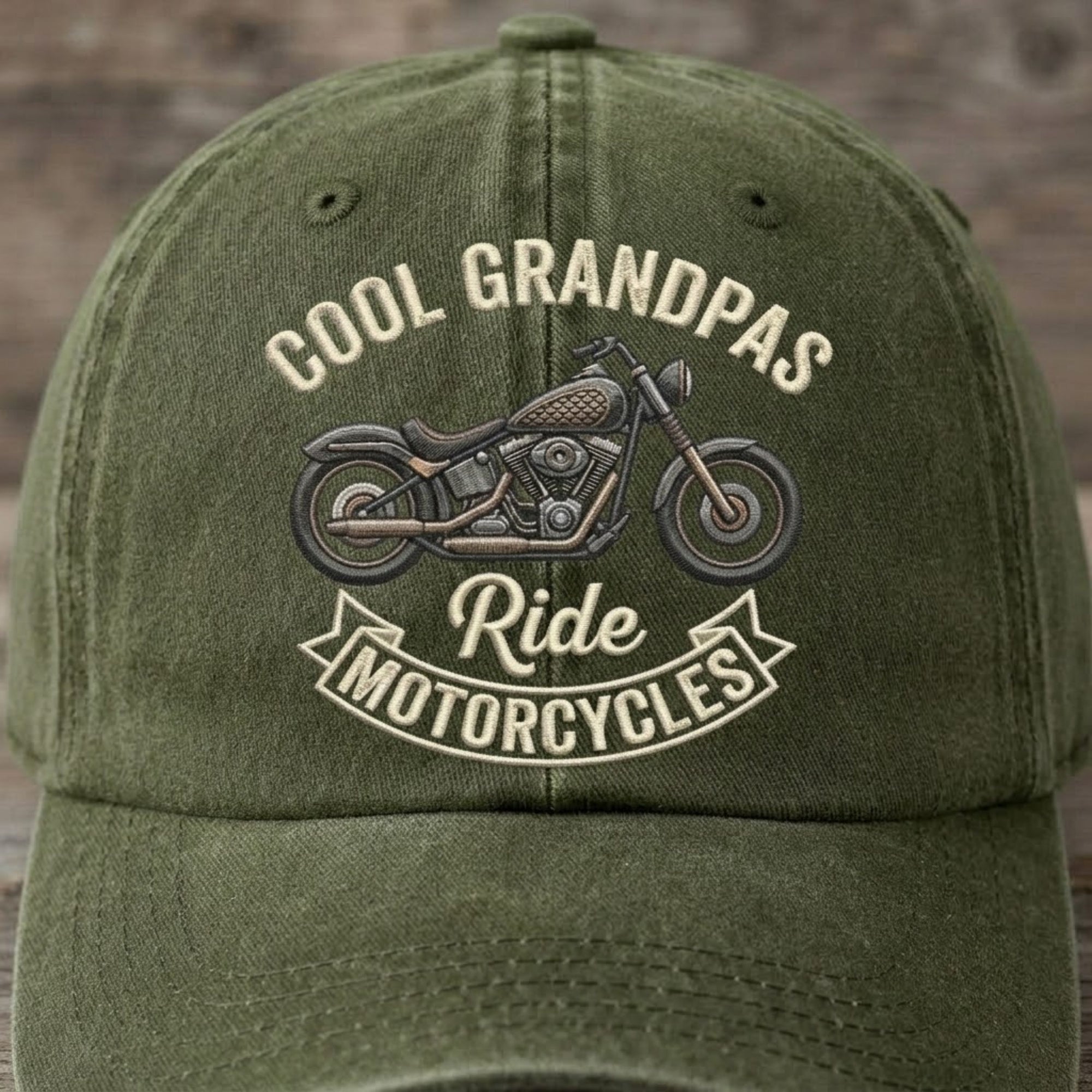 Cool Grandpas Ride Motorcycles Embroidered Baseball Cap - Vintage Biker Hat for Motorcycle Lovers