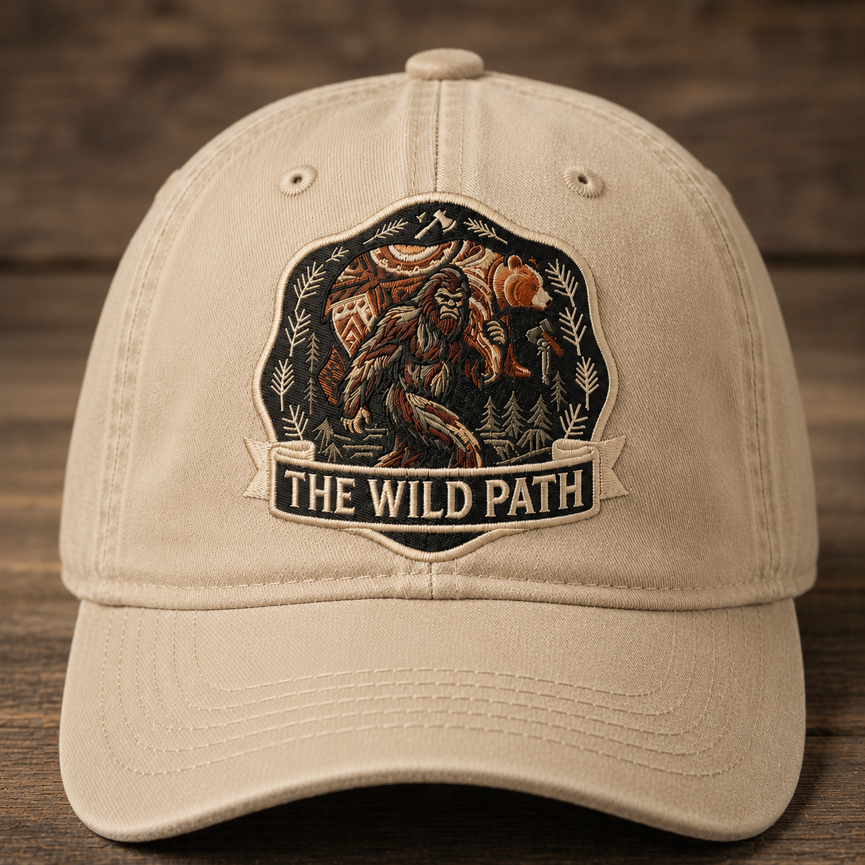 The Wild Path Embroidered Baseball Cap - Bigfoot Wilderness Outdoor Hat
