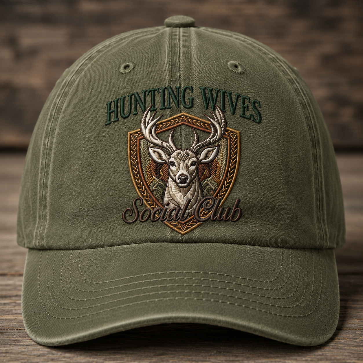 Hunting Wives Social Club Embroidered Baseball Cap - Vintage Deer Hunting Hat