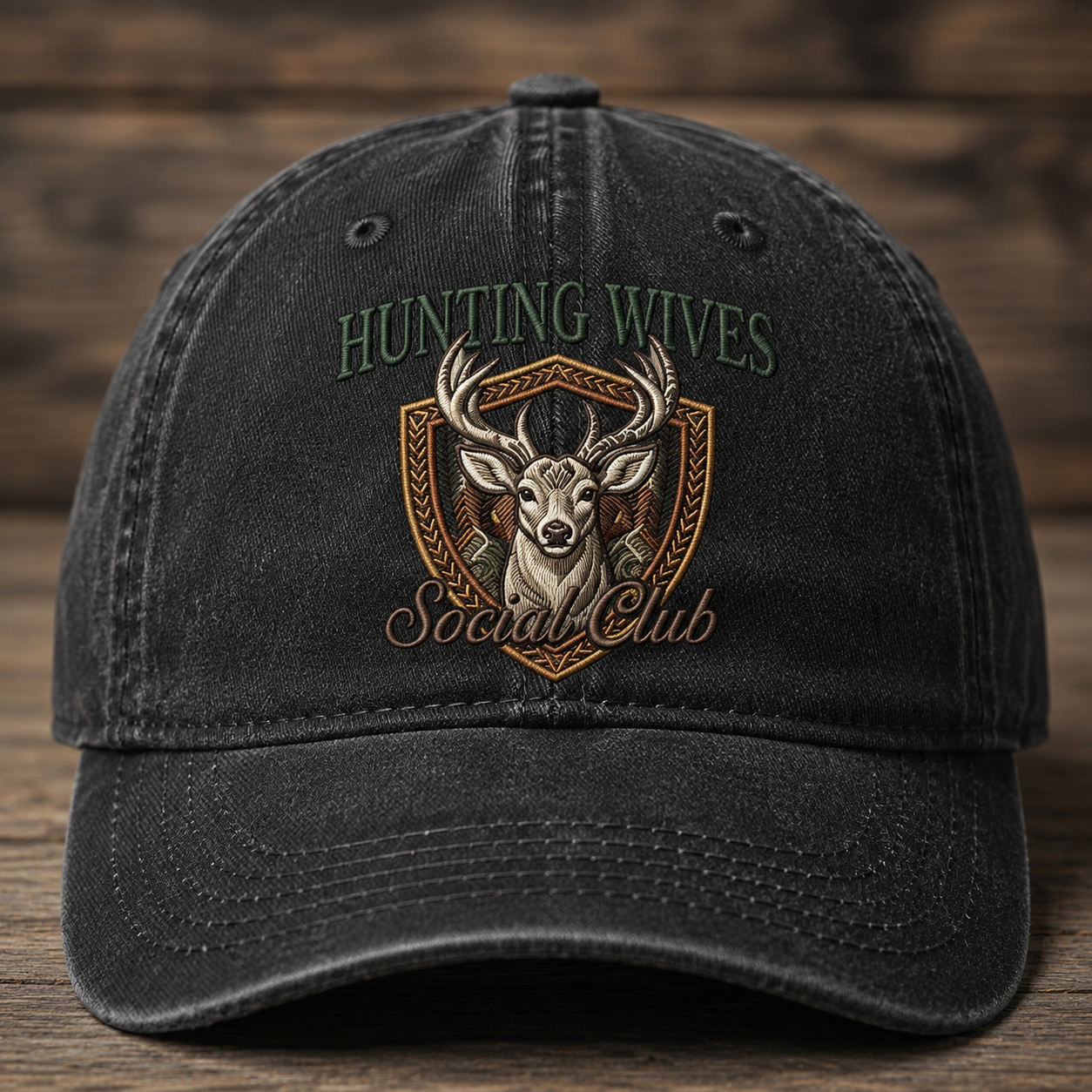 Hunting Wives Social Club Embroidered Baseball Cap - Vintage Deer Hunting Hat