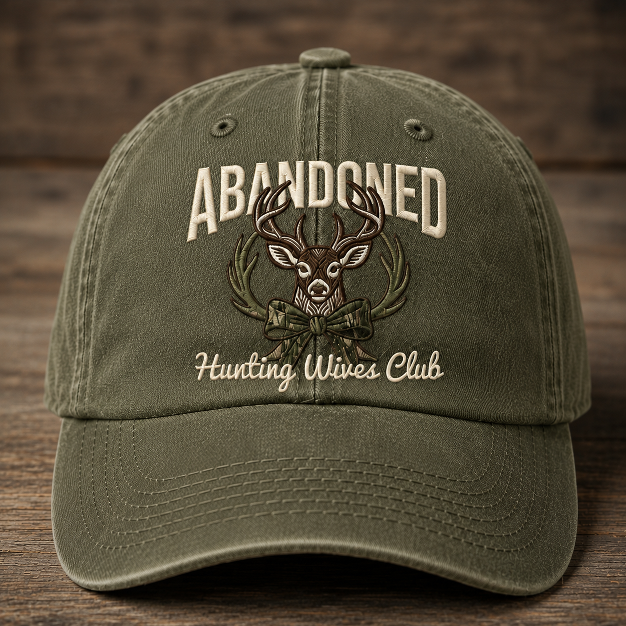 Abandoned Hunting Wives Club Embroidered Baseball Cap - Vintage Deer Hunting Hat