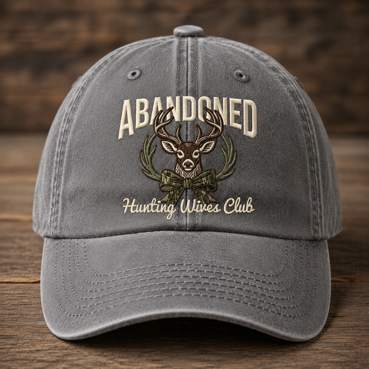 Abandoned Hunting Wives Club Embroidered Baseball Cap - Vintage Deer Hunting Hat
