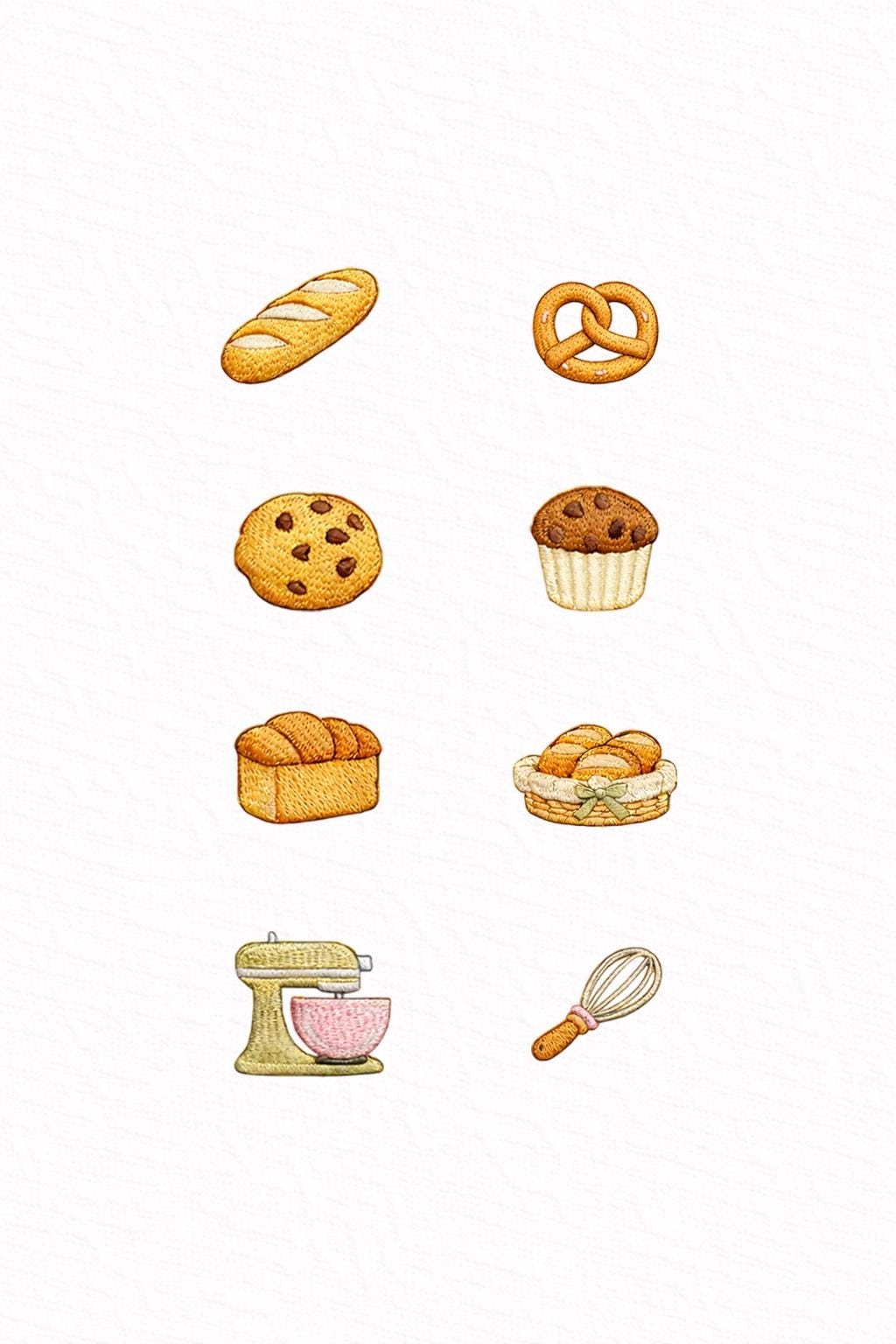 Baking Embroidery Design Bundle, Bread Pretzel Cookie Muffin Kitchen Icons, Mini Embroidery Designs 1-3 Inch, Instant Download PES DST JEF