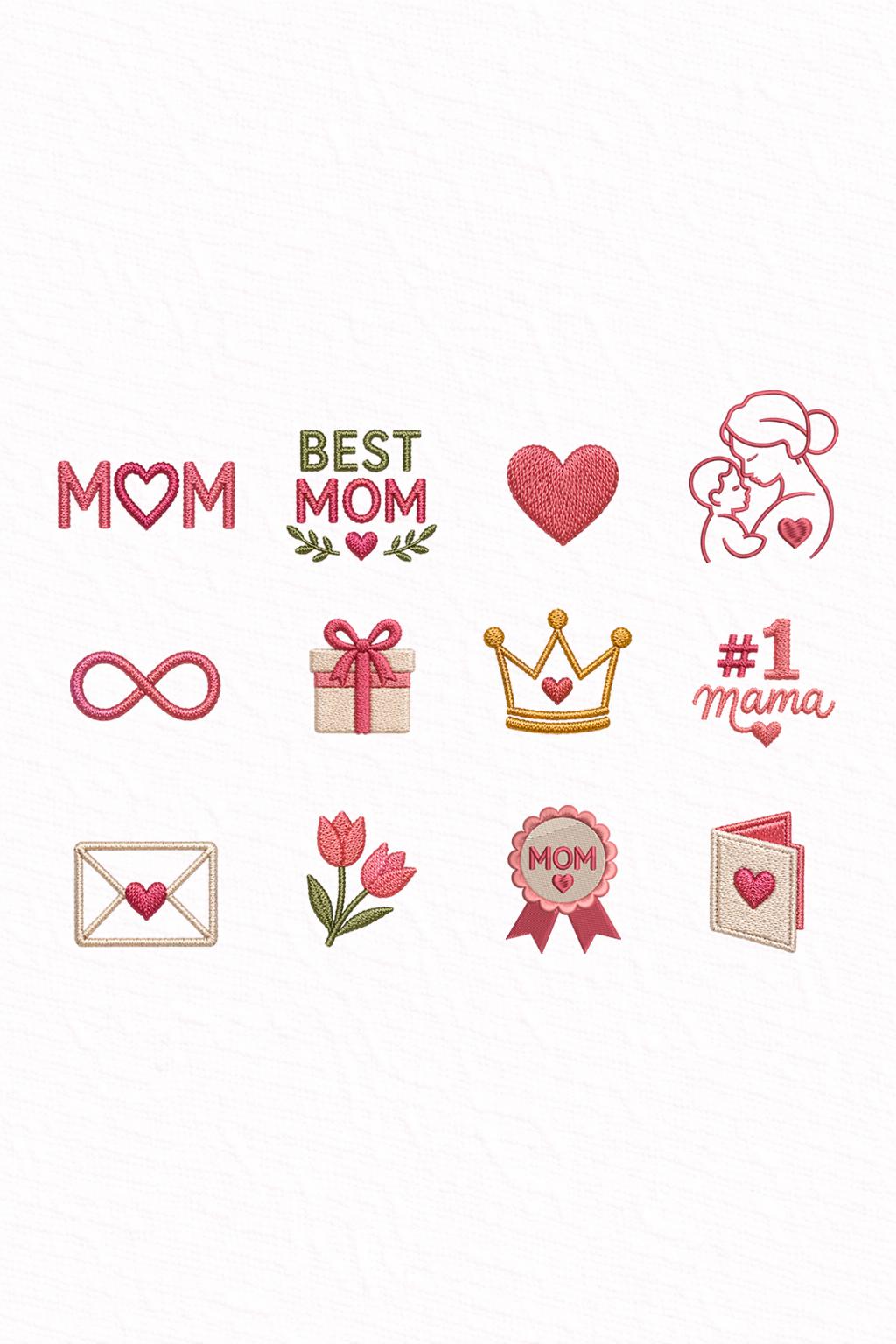 Mother’s Day Embroidery Designs Set, Mom Mini Icons Bundle, Love Heart Mama Files, Small Embroidery Designs 1-3 Inch, PES DST